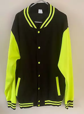 Buy Justhoods.eu All We Do Is Varsity/College-style Jacket JH044 Black/brt Green GC • 12.99£