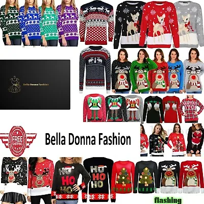 Buy Mens Womens Ladies XMAS Novelty Christmas Light Up Vintage Jumper Sweater Unisex • 7.99£