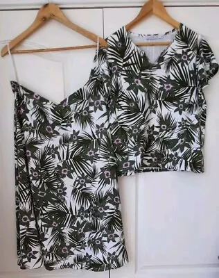 Buy Emreco Floral Short Sleeve Top And Midi Skirt Two Peice 16 Excellent Condition • 6£