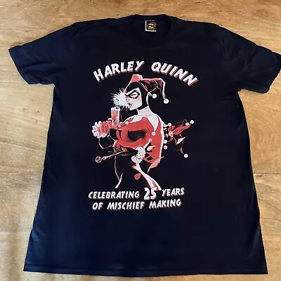 Buy Harley Quinn Celebrating 25 Years Of Mischief Making Black T-Shirt LARGE Batman • 7.99£
