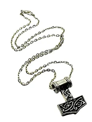Buy Thors Hammer Pendant Asgard Viking Mjolnir 18  Chain Necklace Jewellery Norse • 5.49£