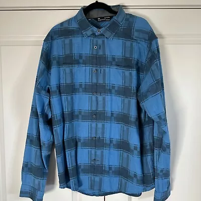 Buy Under Armour Men's Borderland Flannel Long Sleeve Button Up Shirt Blue XL • 16.18£