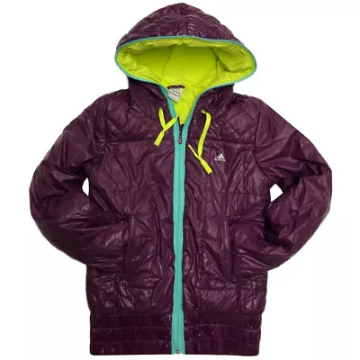 Buy Adidas Womens Jacket J Bomber Fancy Purple Padded Full Zip Top • 19.99£