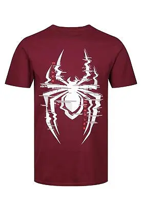 Buy Marvel Spider Man Glitch Print Maroon T-Shirt - Unisex Adults • 12.95£