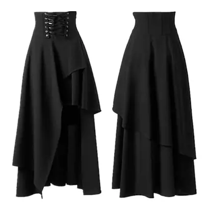 Buy Women Rock Clothing Steampunk Vintage Party Lolita Skirt Gypsy Hipp Cool Black • 24.12£