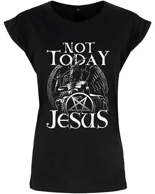 Buy Not Today Jesus, Ladies Black T-Shirt, Gothic Baphomet Satanic Unholy Witchcraft • 17.95£