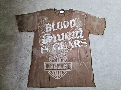 Buy Official Harley Davidson Mens T-Shirt Blood Sweat And Gears Chester Medium • 22£