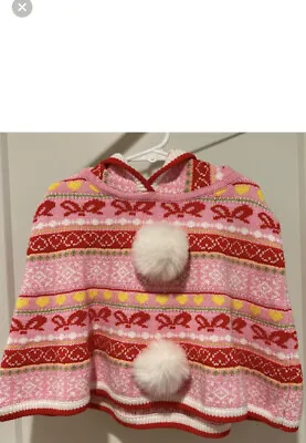Buy Hanna Andersson-sz 12-Dr Seuss-Grinch-Sweater-Cape-Cindy Lou Who-Pink-Pom Poms • 26.77£