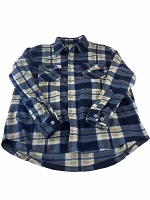 Buy Letter Swallow Blue Checkered Fleece Shirt Size XXL • 15£