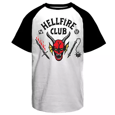 Buy Stranger Things Official Hellfire Club Short Sleeve Baseball Mens T-Shirt  XL • 12.45£
