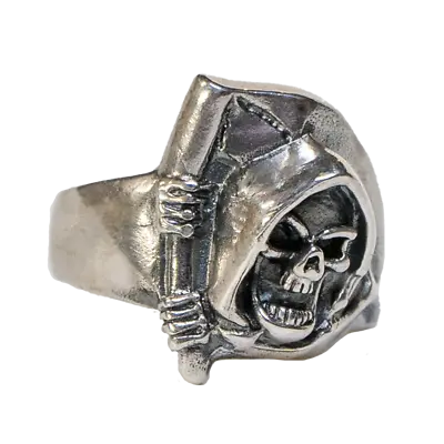Buy Grim Reaper Heavy Hoody .925 Solid Sterling Silver Metal Biker Gothic  • 45£