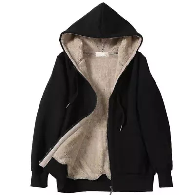 Buy Hoodie Outwear Sweatshirt Jacket Coat Hooded Fluffy Zip Up Fur Lined Winter Warm • 18.18£
