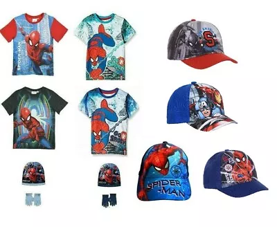 Buy Official Marvel Kids Boys Spider-Man Baseball Caps And T-Shirts For Ages 2-8 • 6.99£