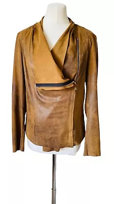 Buy ZARA Biker Style Coat VEGAN LEATHER LIGHTWEIGHT Brown  JACKET SIZE L 12 14 • 11.50£