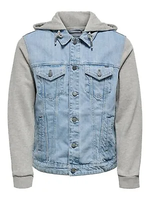 Buy Only & Sons Mens Long Sleeves Denim Jacket Casual Summer Sweatshirt Hoodies • 34.99£