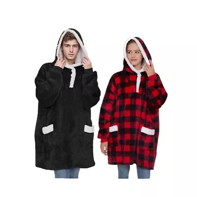 Buy Adult 2PCS Hoodie Blanket Soft Warm Oversized Sherpa Hoodie Sweatshirt Blanket • 21.95£