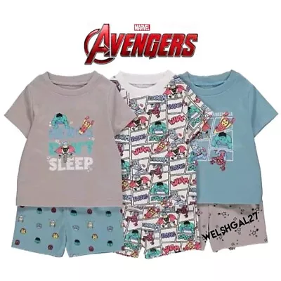 Buy Bnwt Boys Marvel Avengers Pk 3 Shortie Pyjamas Pjs Age 18-24 Mths Shorts T Shirt • 15.99£