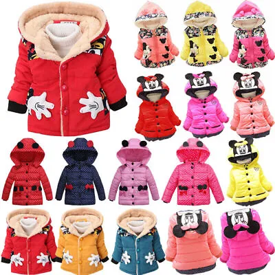 Buy Toddler Baby Girls Minnie Mouse Hooded Winter Warm Coat Jacket Parka Outerwear • 9.21£