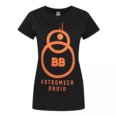 Buy Star Wars: The Force Awakens Womens/Ladies Astromech Droid BB-8 T-Shirt NS8379 • 14.15£