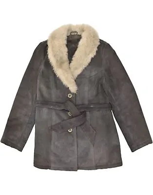 Buy VINTAGE Womens Sherpa Jacket UK 14 Medium Grey AG04 • 27.89£