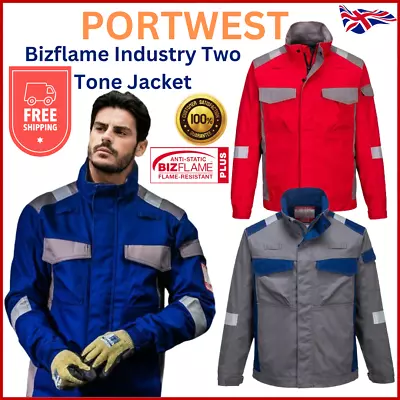 Buy Portwest Bizflame Industry Two Tone Unbeatable Coat Flame Resistant Jacket-FR08 • 65.89£