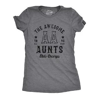 Buy Womens Awesome Aunts State Champs T Shirt Funny Auntie Gift Championship Tee For • 7.28£