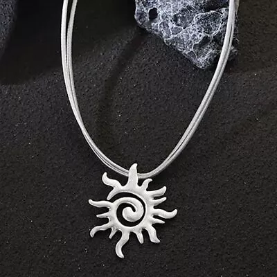 Buy Vintage Sun Pendant Necklace Retro Sunflower Choker Tibetan Silver Totem Jewelry • 8.22£