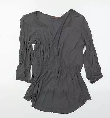 Buy Wrap Womens Grey Viscose Basic T-Shirt Size 10 V-Neck • 4£