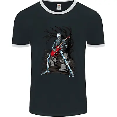 Buy Graveyard Rock Guitar Skull Heavy Metal Mens Ringer T-Shirt FotL • 9.99£