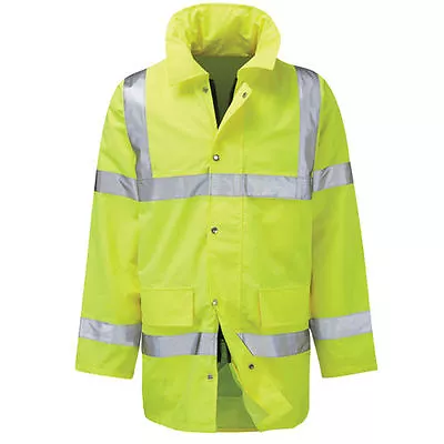 Buy Hi Vis Waterproof 3/4 Yellow Jacket High Visibility Bomber Coat Contractor Work • 9.99£