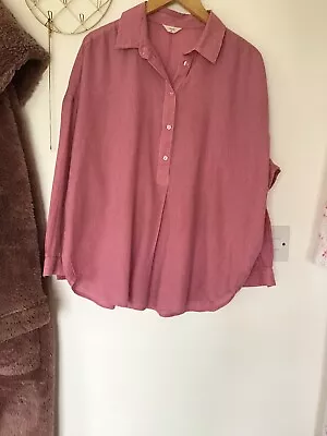 Buy Ladies Lightweight Cotton Summer Casual Shirt Oversized 8 Pink Striped Hush • 4.99£