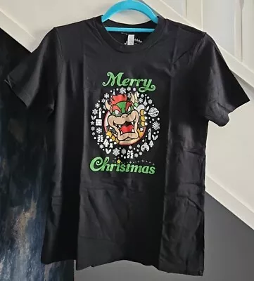 Buy Boys Bowser Nintendo Black Merry Christmas Tshirt Age 10-11 • 4.50£