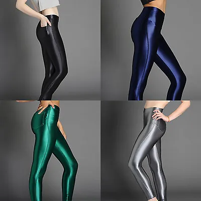 Buy NEW American Style Apparel Shiny High Waisted Stretchy Disco Pants Leggings • 12.99£