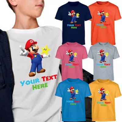 Buy Personalised Super Mario Kids T Shirt Any Text Name Game Love Players Cool Wear • 7.99£