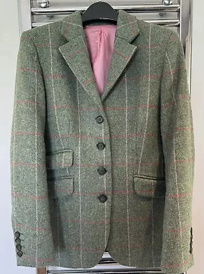 Buy Rydale Green Tweed Blazer Pink Red Check Size 10 100% Wool Hacking Jacket • 34.99£