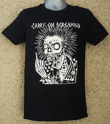 Buy CARRY ON SCREAMING T-SHIRT 'Middle Finger' UP TO 5XL Punk Metal Horror Tattoo • 18.99£