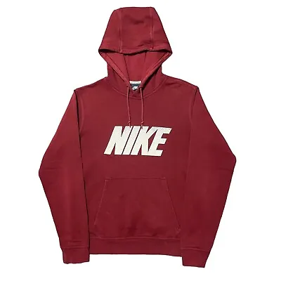 Buy Nike Hoodie Burgundy Spellout Logo Pullover Sweatshirt Drawstring Mens Medium • 14.99£