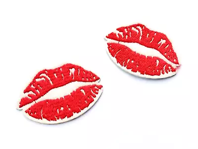 Buy 2 X Red Lips Patch, Iron On Lipstick Mark Badges, Love Kisses For Denim Jackets • 3.95£