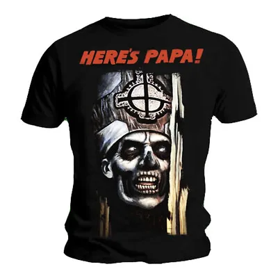 Buy Official Ghost T Shirt Here's Papa Skeleton Black Classic Rock Band Mens Tee • 15.56£
