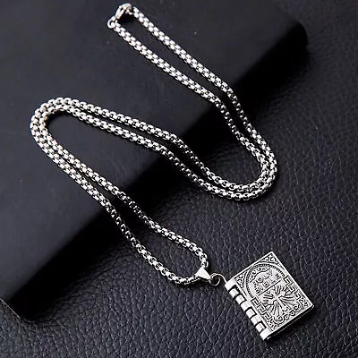 Buy Vintage Silver Cross Bible Book Pendant Necklace Unique Jewelry For Men Women • 6.84£