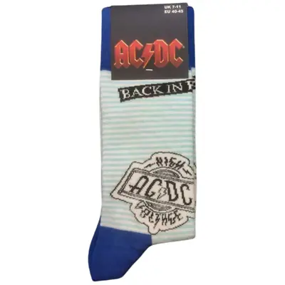 Buy AC/DC Logo Icon Socks (UK 7-11) Back In Black Blue Official Licensed Merch Gift • 6.95£