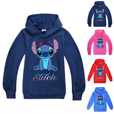 Buy Kids Lilo And Stitch Pocket Hoodies Jumper Top Long Sleeve Pullover Sweatshirt+☆ • 12.23£