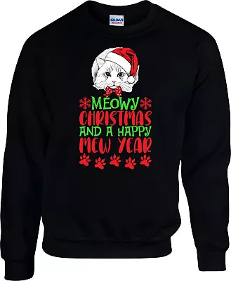 Buy Santa Cat Christmas Jumper, Happy New Year Xmas Sweatshirt, Unisex Jumper Top • 22.01£