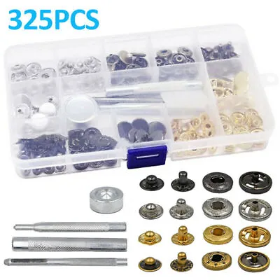 Buy 325Pcs Heavy Duty Snap Fasteners Press Studs Kit +Poppers Leather Button Tool UK • 3.99£