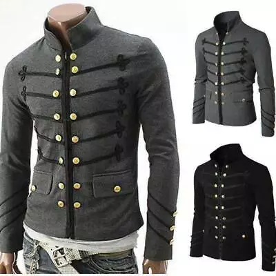 Buy Mens Steampunk Jacket Rock Victorian Gothic Frock Coat Uniform Military Stylish! • 10.90£