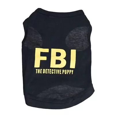 Buy Dog Pet Puppy Black T-Shirt Clothes FBI Apparel Costumes Warmer Summer Top Vest • 2.44£