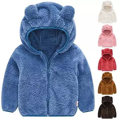 Buy Kids Baby Girls Boys Hooded Hoodies Teddy Bear Fleece Jacket Cute Coat 2-6 Years • 8.69£