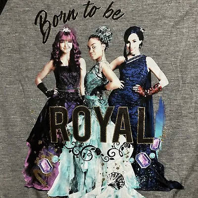 Buy Disney Descendants Girls Long Gray Born To Be Royal T-Shirt Tee Shirt • 11.45£