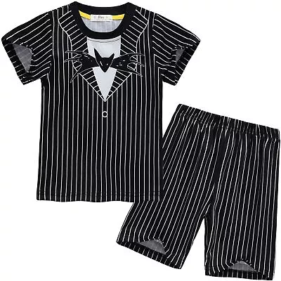 Buy Kids Boys Jack Skellington Cosplay Pajamas Set Sleepwear T-shirt +Shorts Outfits • 16.55£