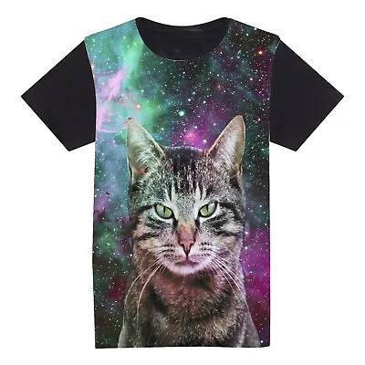 Buy KIDS Space Cat, Space Pug, Funny T-shirt - Children's, Unisex Tee SLIM FIT) • 6.95£